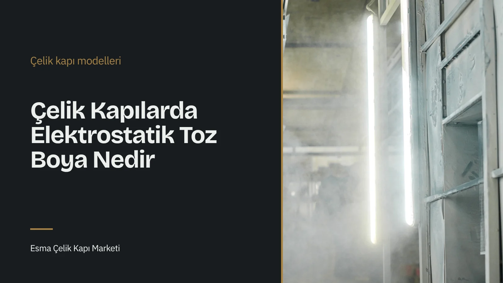 Koruyucu tulumlu operatör, boya kabininde metal yüzeye toz boya uyguluyor