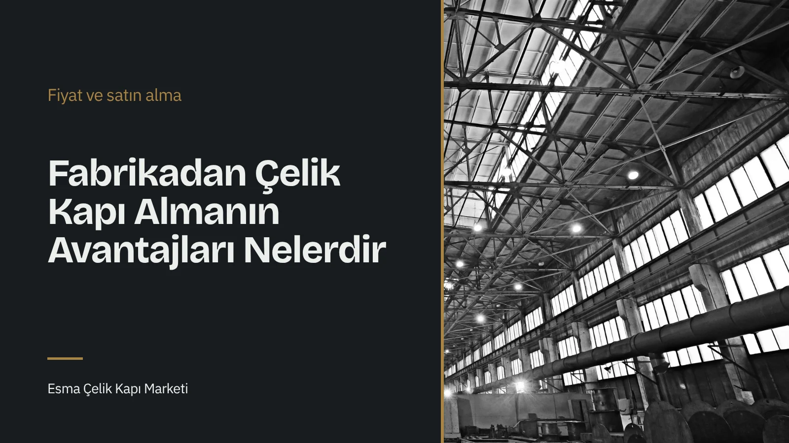 Wide black and white production hall with machine rows and steel roof