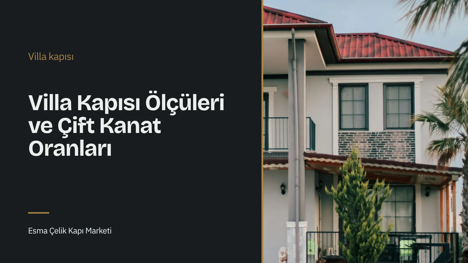 Kırmızı kiremit çatılı, palmiye ağaçlı beyaz villa cephesinin dış görünümü